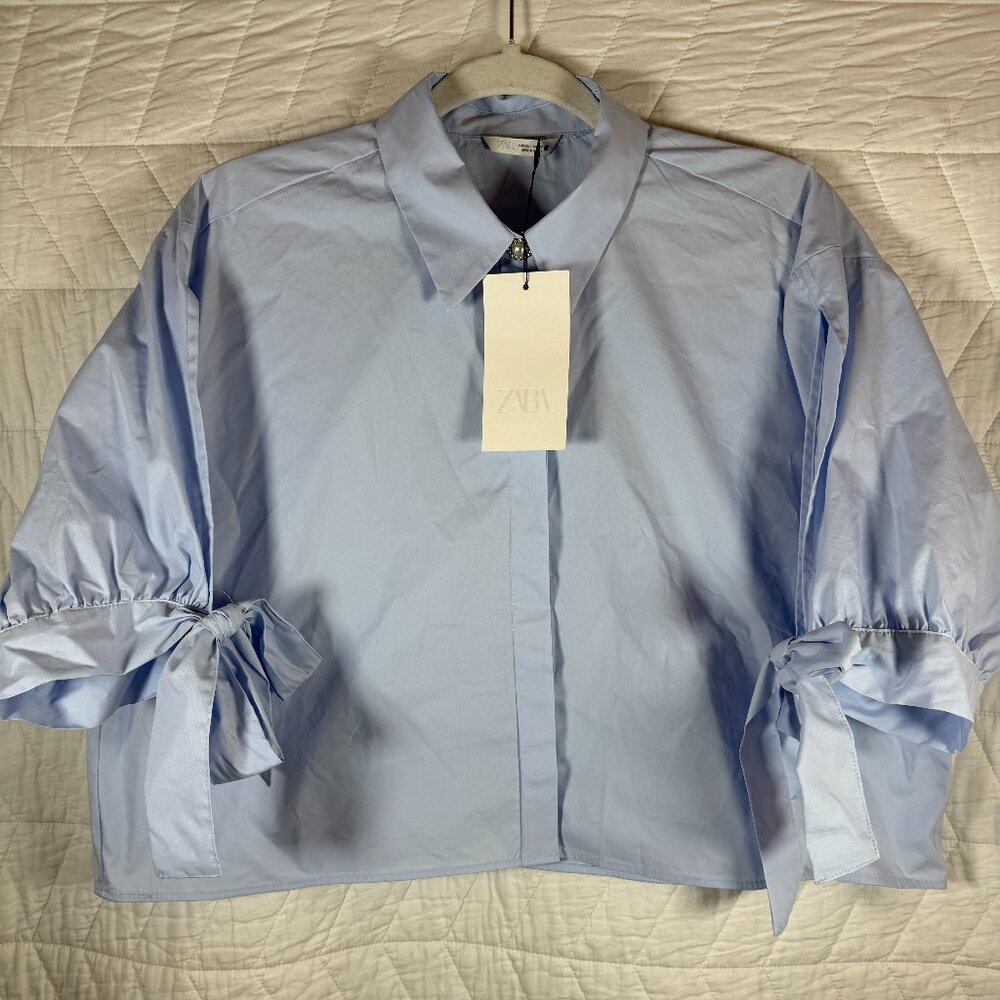 Zara blue cotton poplin NWT shirt women's size Large